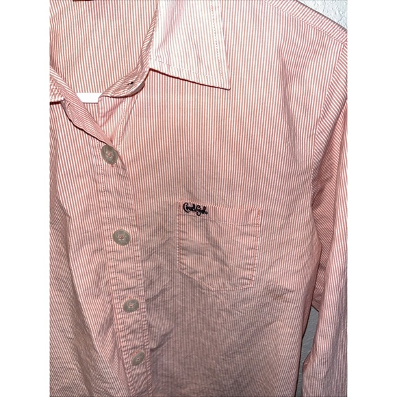 Vtg cruel girl shirt western pink and white stripe size large woman's Button Up - Picture 2 of 6